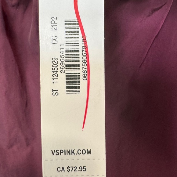 PINK Victoria's Secret Satin Parachute Cargo Pants Burgundy - Picture 7 of 15